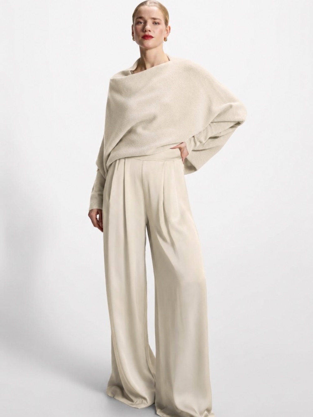 NWT JAKI Claudia Elastic Waist Satin Trousers Ivory XS - Picture 2 of 8
